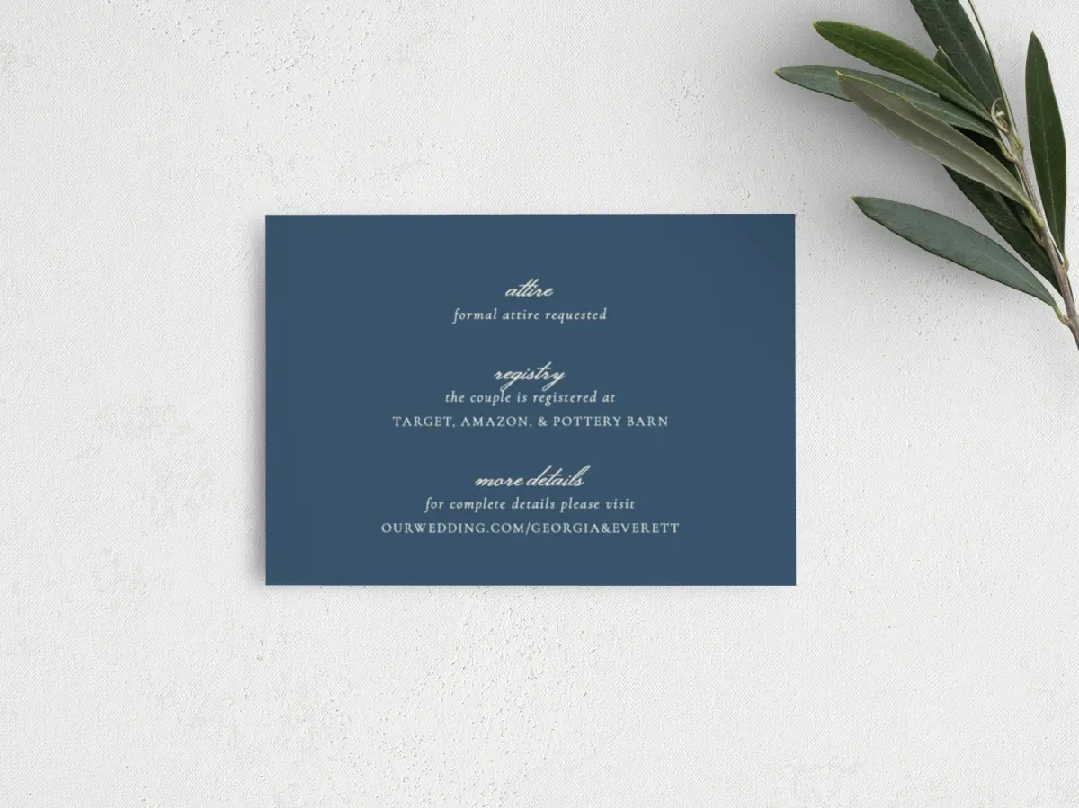 Guest Information Card Back View