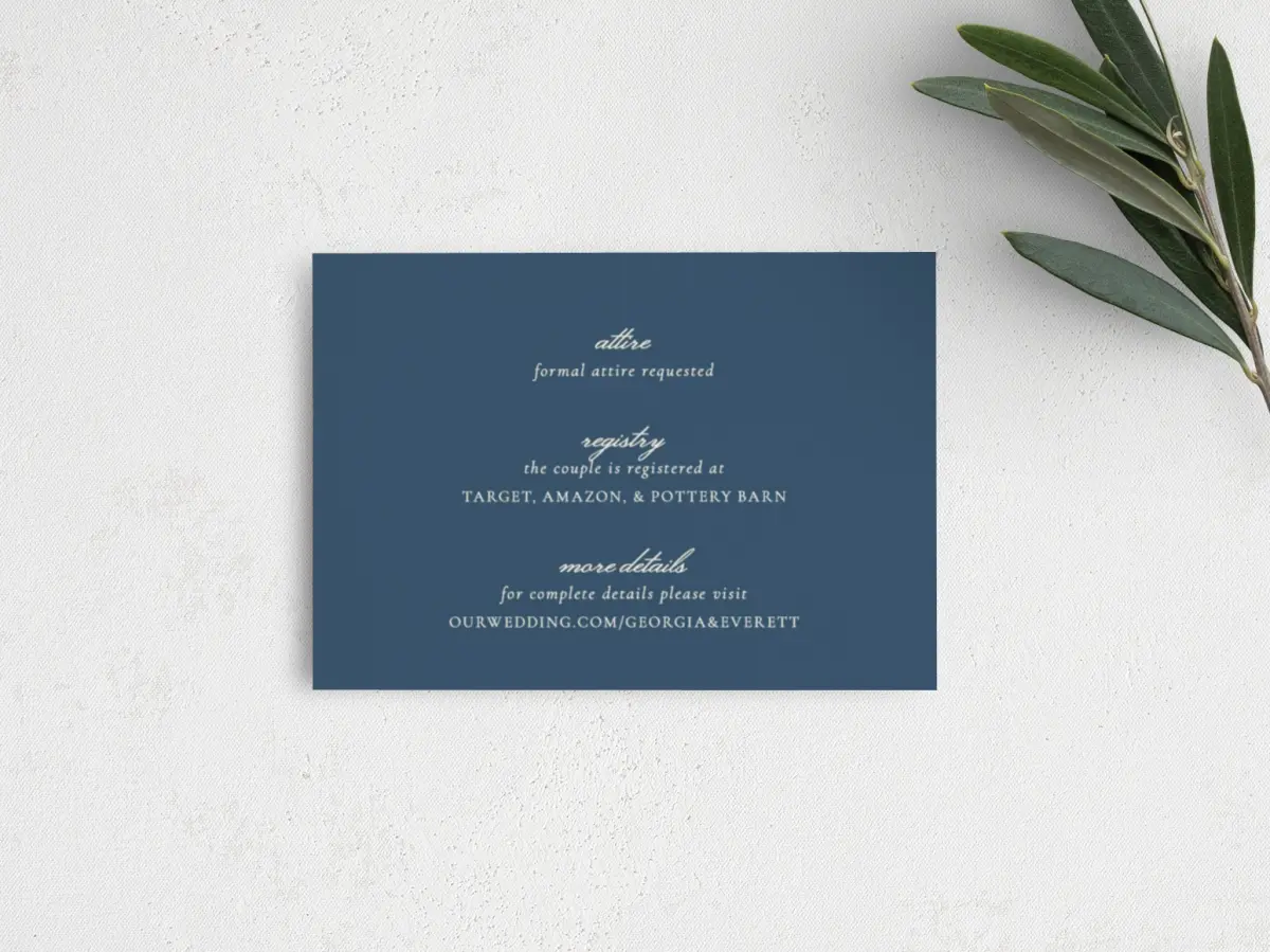 Guest Information Card Back View