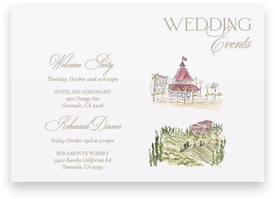 This is a 5" x 3½" Wedding Invitation Enclosure Card called Kensington printed in full color on Premium Smooth paper