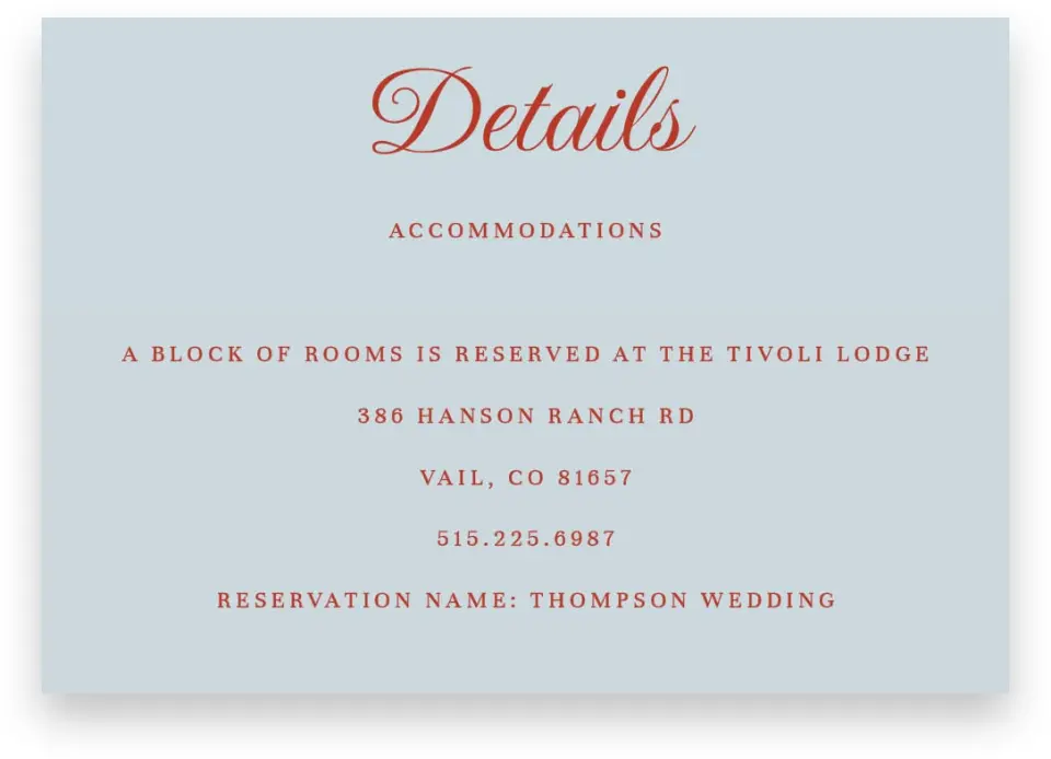This is a 5" x 3½" Wedding Invitation Enclosure Card called Mod Elegance printed in full color on Premium Smooth paper