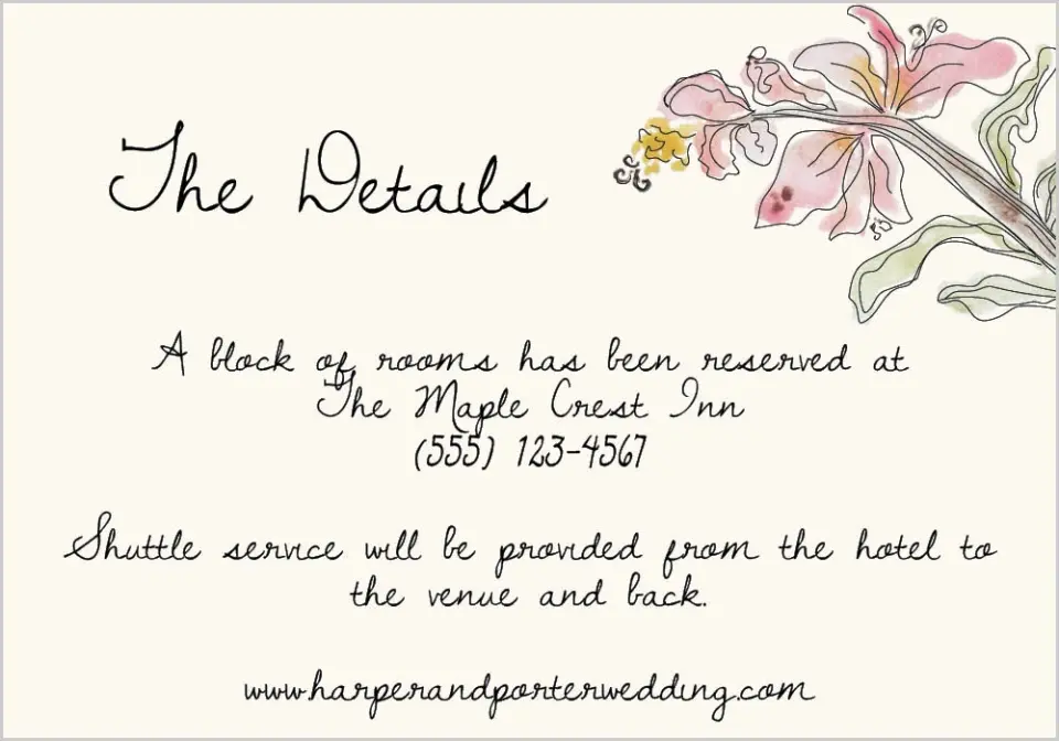 This is a 5" x 3½" Wedding Invitation Enclosure Card called Forever Bud printed in full color on Premium Smooth paper