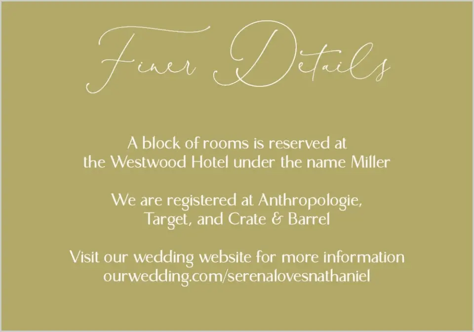 This is a 5" x 3½" Wedding Invitation Enclosure Card called Fall Florals printed in full color on Premium Smooth paper