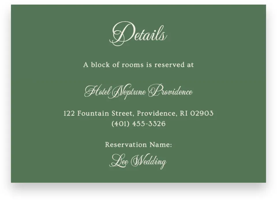 This is a 5" x 3½" Wedding Invitation Enclosure Card called Warwick printed in full color on Premium Smooth paper