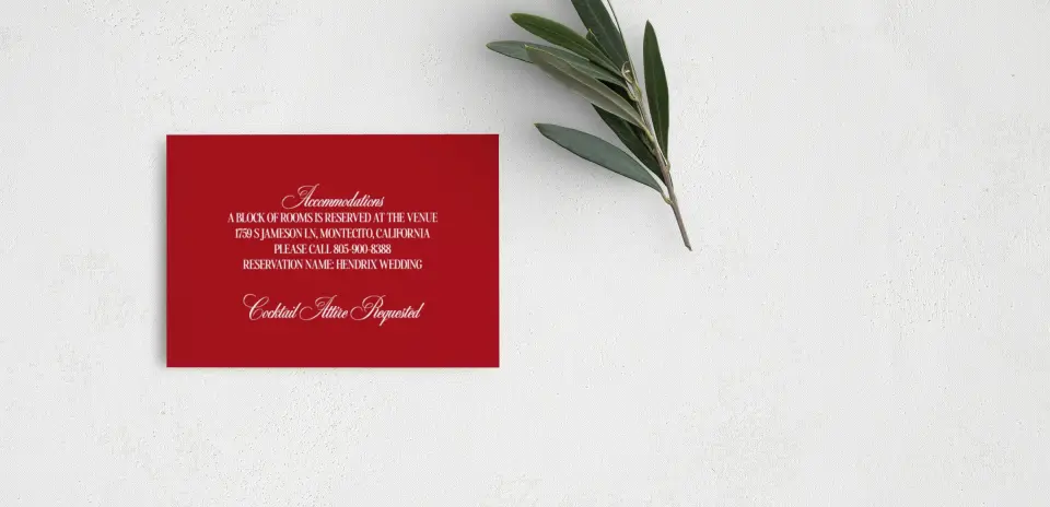 Guest Information Card Back View