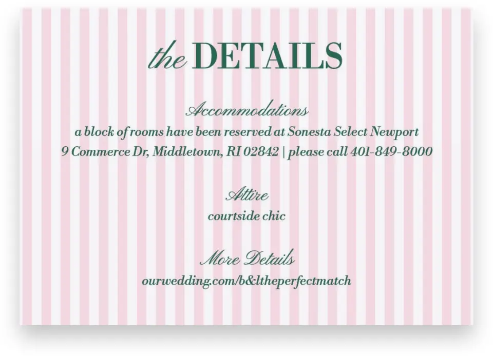 This is a 5" x 3½" Wedding Invitation Enclosure Card called Serving Up Forever printed in full color on Premium Smooth paper