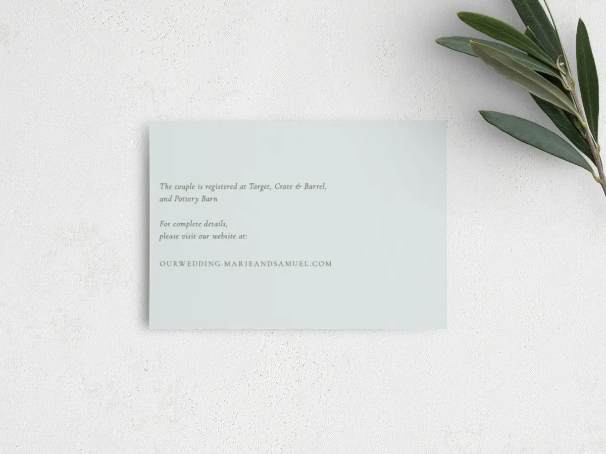 Guest Information Card Back View