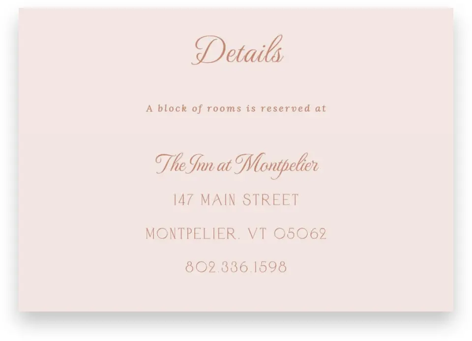 This is a 5" x 3½" Wedding Invitation Enclosure Card called Bridgetown printed in full color on Premium Smooth paper
