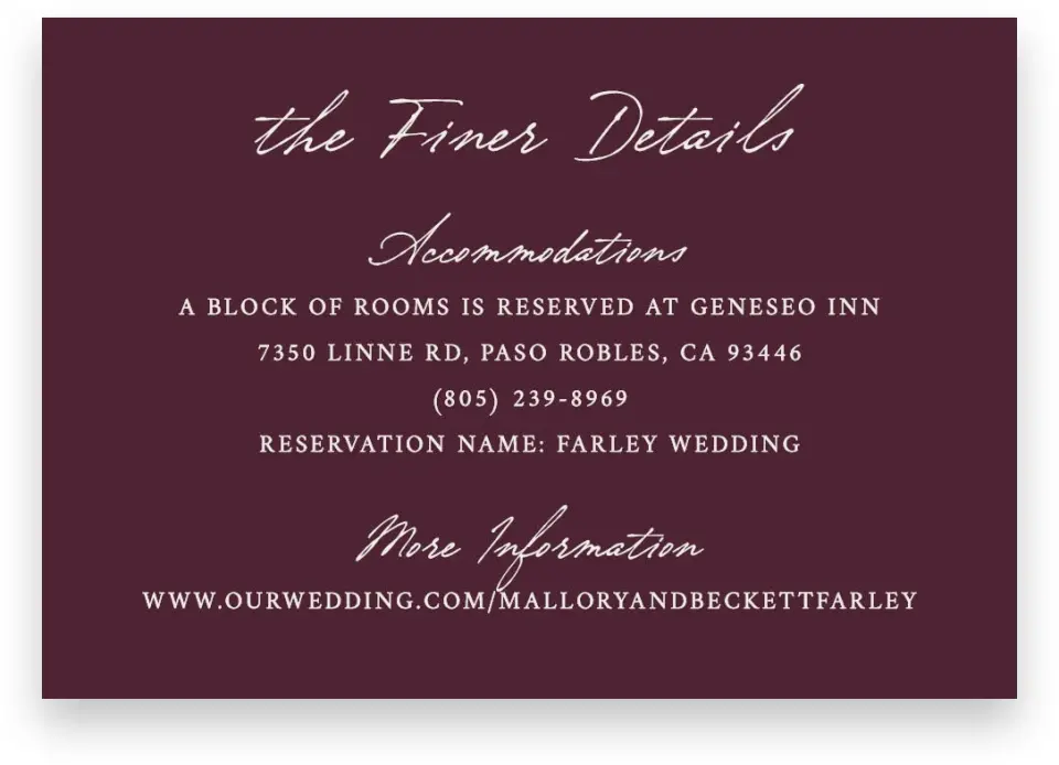 This is a 5" x 3½" Wedding Invitation Enclosure Card called Ivyhill printed in full color on Premium Smooth paper