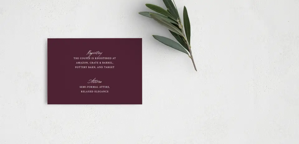 Guest Information Card Back View