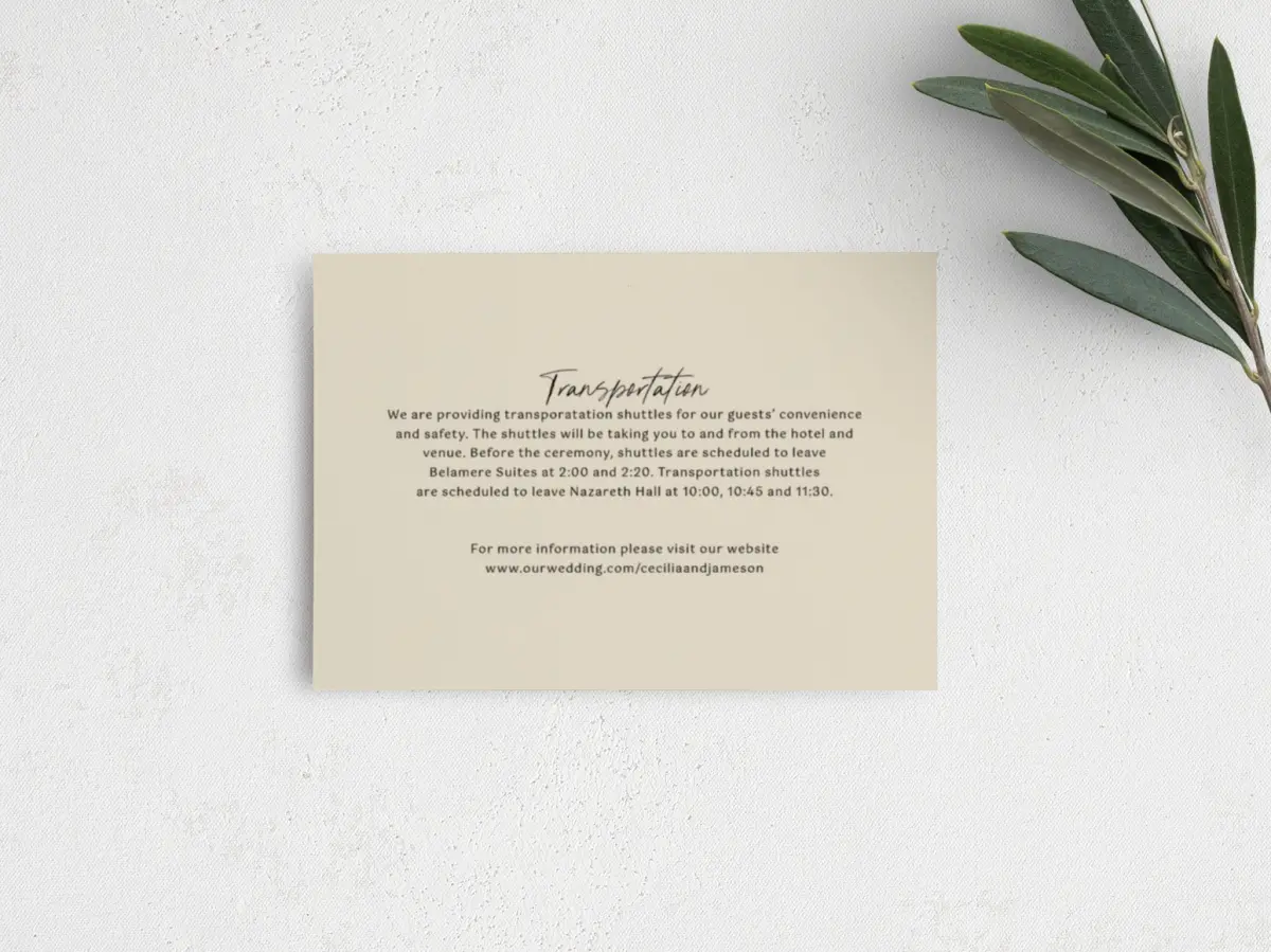 Guest Information Card Back View