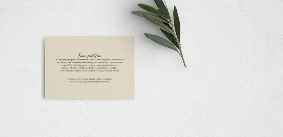 Guest Information Card Back View