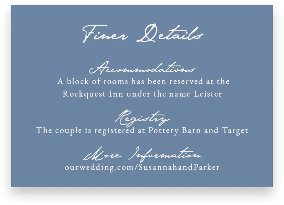 This is a 5" x 3½" Wedding Invitation Enclosure Card called Rosewood printed in full color on Premium Smooth paper