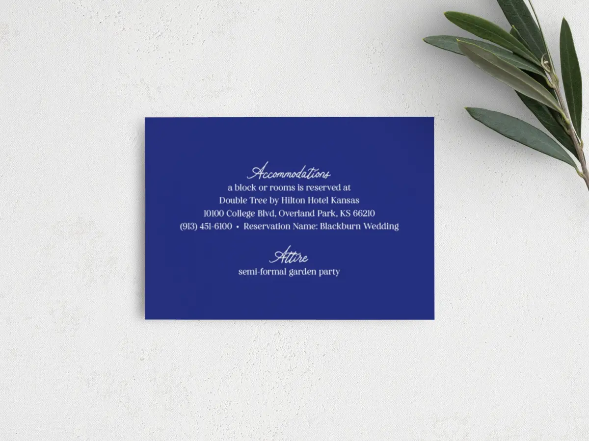 Guest Information Card Back View