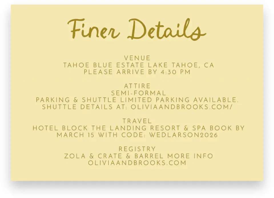This is a 5" x 3½" Wedding Invitation Enclosure Card called Scalloped Elegance printed in full color on Premium Smooth paper