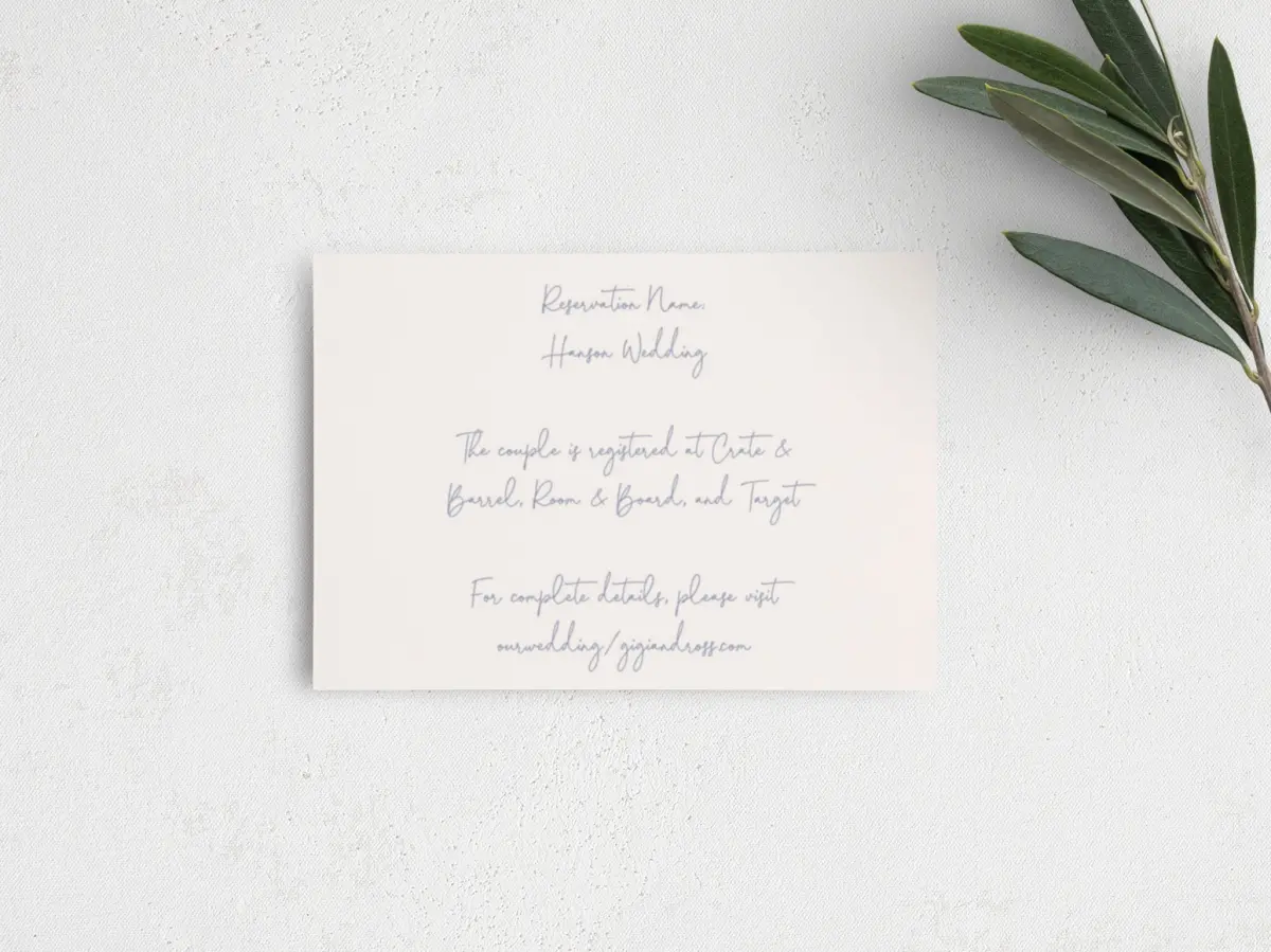 Guest Information Card Back View