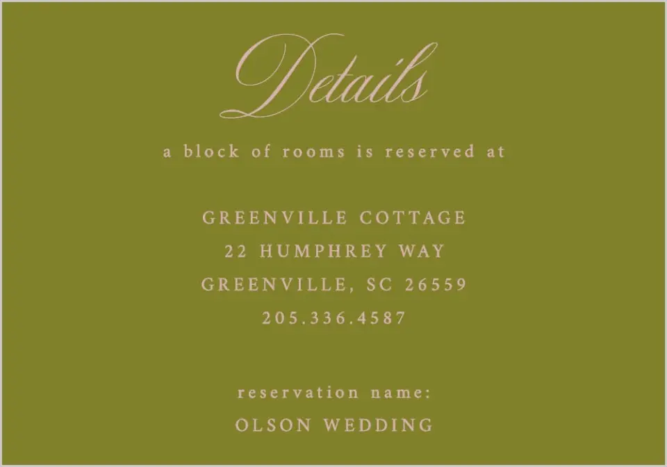 This is a 5" x 3½" Wedding Invitation Enclosure Card called Love Off Script printed in full color on Premium Smooth paper