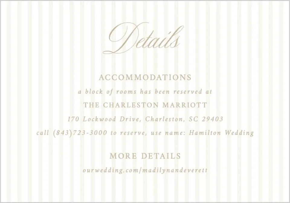 This is a 5" x 3½" Wedding Invitation Enclosure Card called Elegant Shell printed in full color on Premium Smooth paper