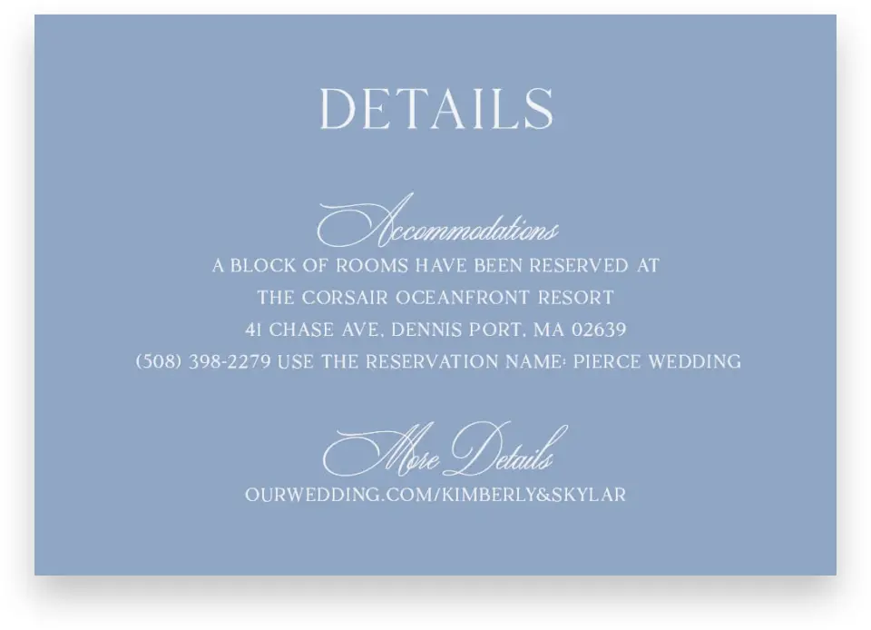 This is a 5" x 3½" Wedding Invitation Enclosure Card called Woven Serenity printed in full color on Premium Smooth paper