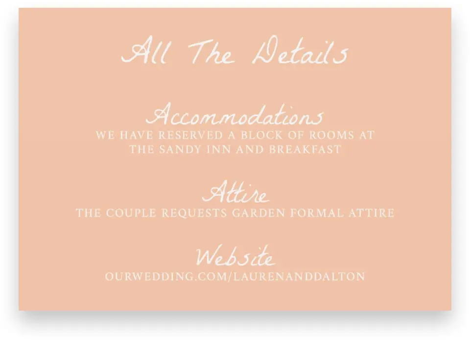 This is a 5" x 3½" Wedding Invitation Enclosure Card called Ever After Blooms printed in full color on Premium Smooth paper