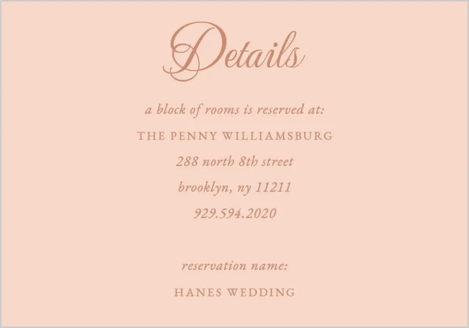 This is a 5" x 3½" Wedding Invitation Enclosure Card called Patterned Love printed in full color on Premium Smooth paper