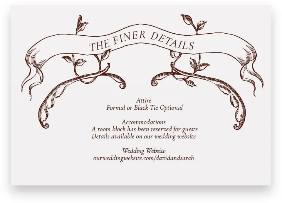 This is a 5" x 3½" Wedding Invitation Enclosure Card called Trimmed Lace printed in full color with Gold foil on Premium Smooth paper