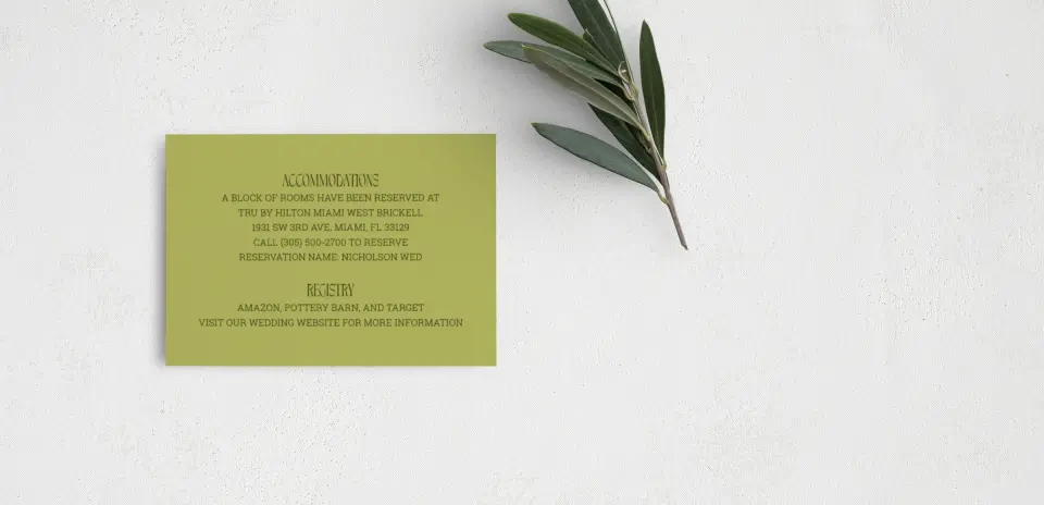 Guest Information Card Back View