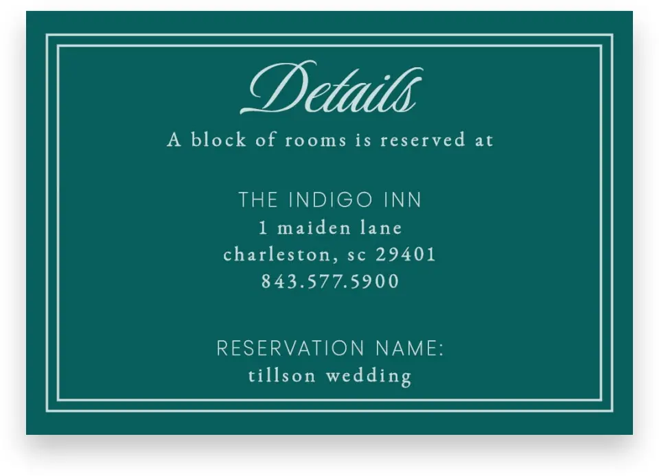 This is a 5" x 3½" Wedding Invitation Enclosure Card called Faithful Frame printed in full color with Gold foil on Premium Smooth paper