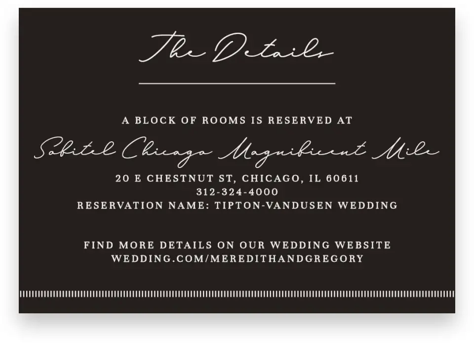 This is a 5" x 3½" Wedding Invitation Enclosure Card called Opulent Endearment printed in full color with Gold foil on Premium Smooth paper