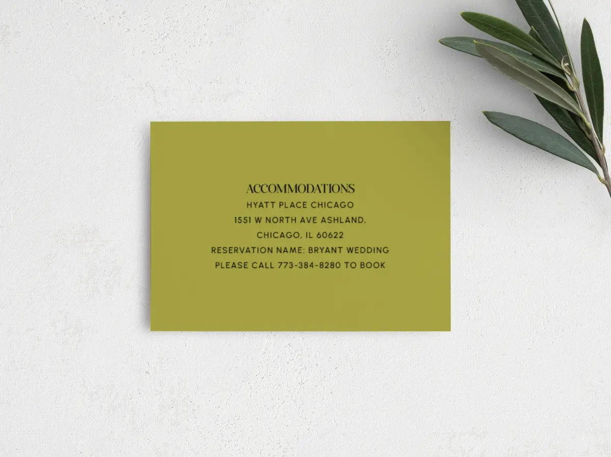 Guest Information Card Back View