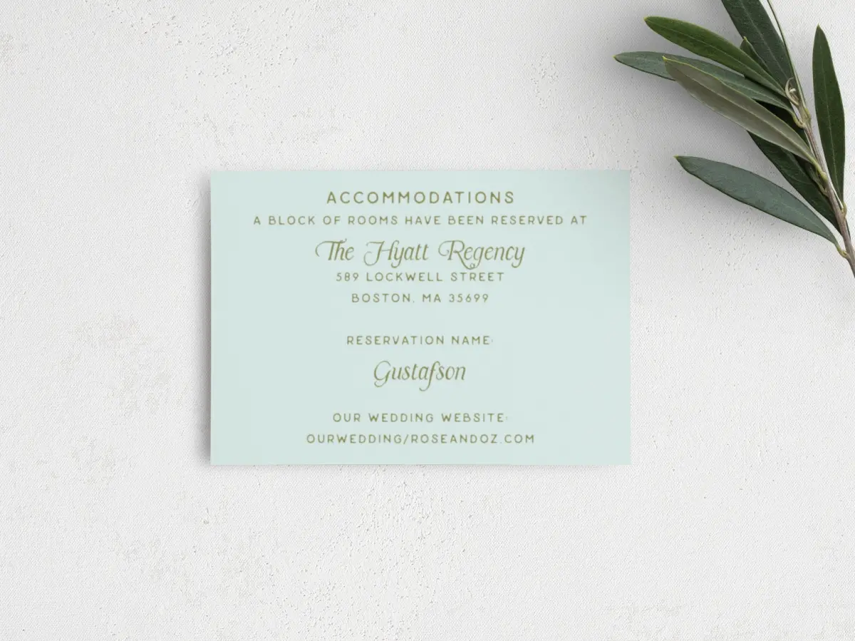 Guest Information Card Back View
