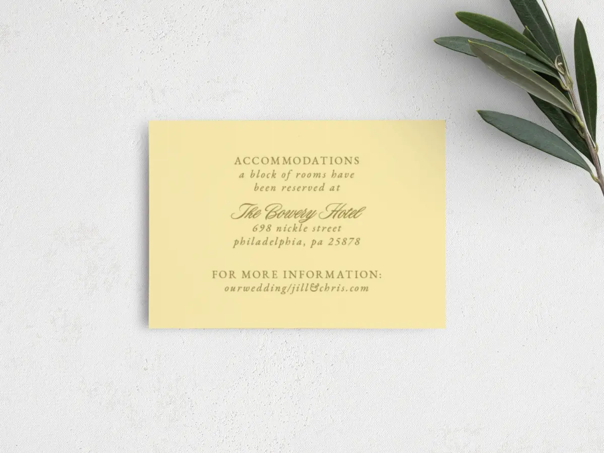 Guest Information Card Back View