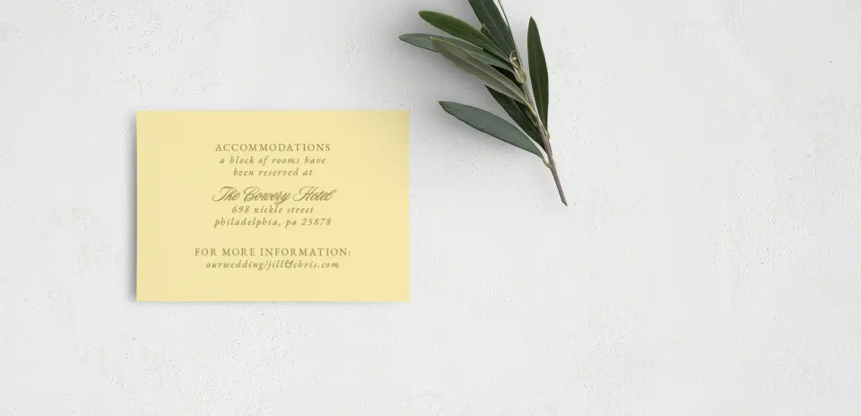 Guest Information Card Back View