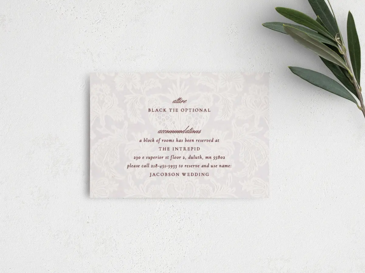 Guest Information Card Back View
