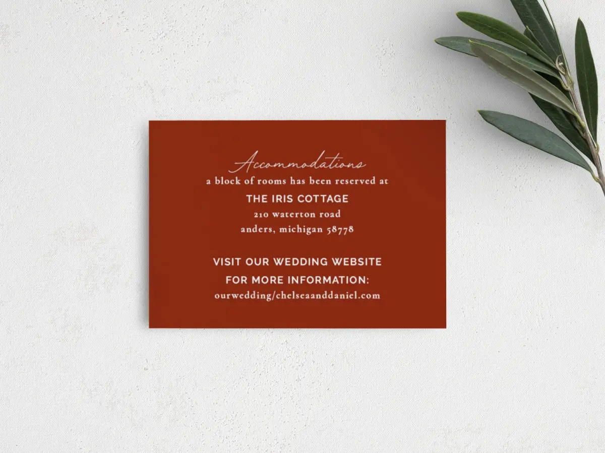 Guest Information Card Back View