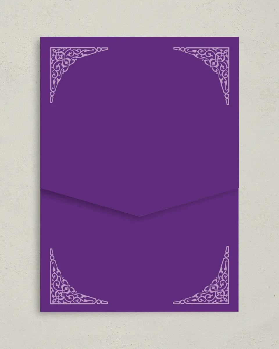 This is a 5¼" x 7¼" Folded Pocket Wedding Invitation called Simple Tradition printed in full color on Premium Smooth paper