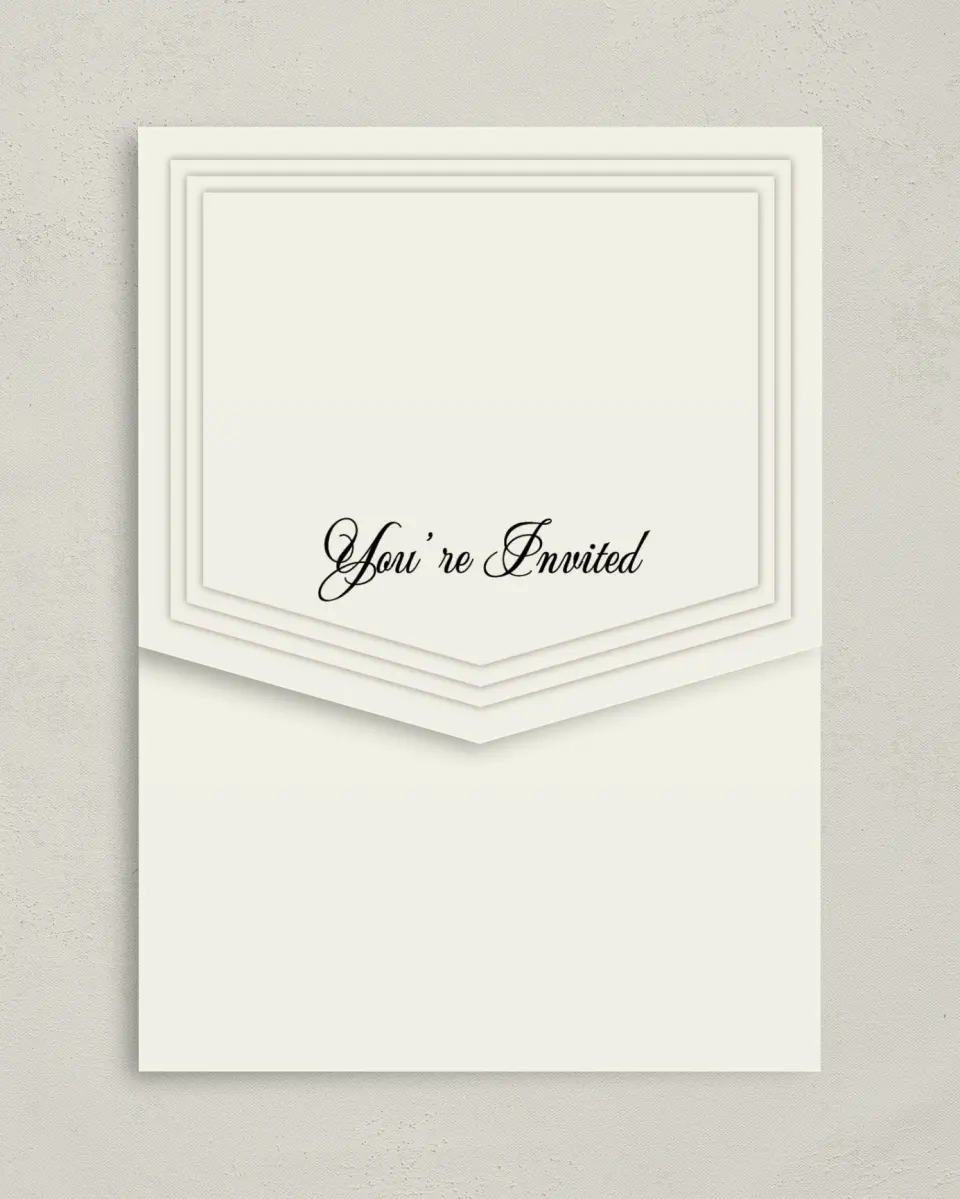 This is a 5¼" x 7¼" Folded Pocket Wedding Invitation called Classic Elegance printed in full color on Premium Smooth paper