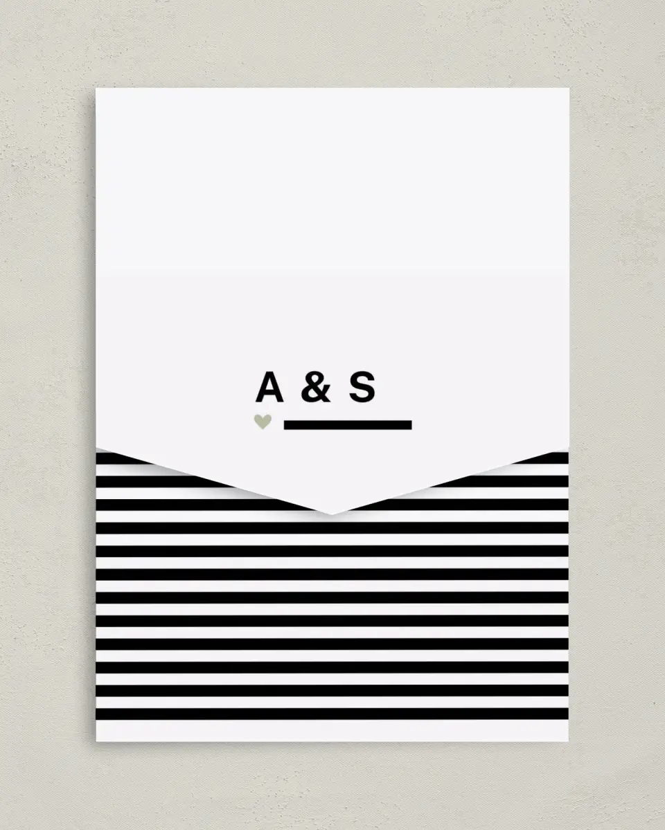 This is a 5¼" x 7¼" Folded Pocket Wedding Invitation called Modern Typography printed in full color on Premium Smooth paper