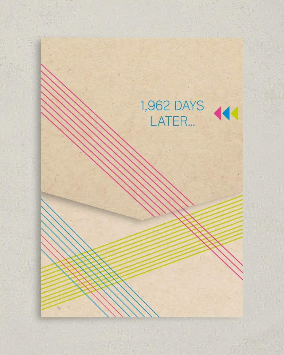 This is a 5¼" x 7¼" Folded Pocket Wedding Invitation called Flirty Neon printed in full color on Premium Smooth paper