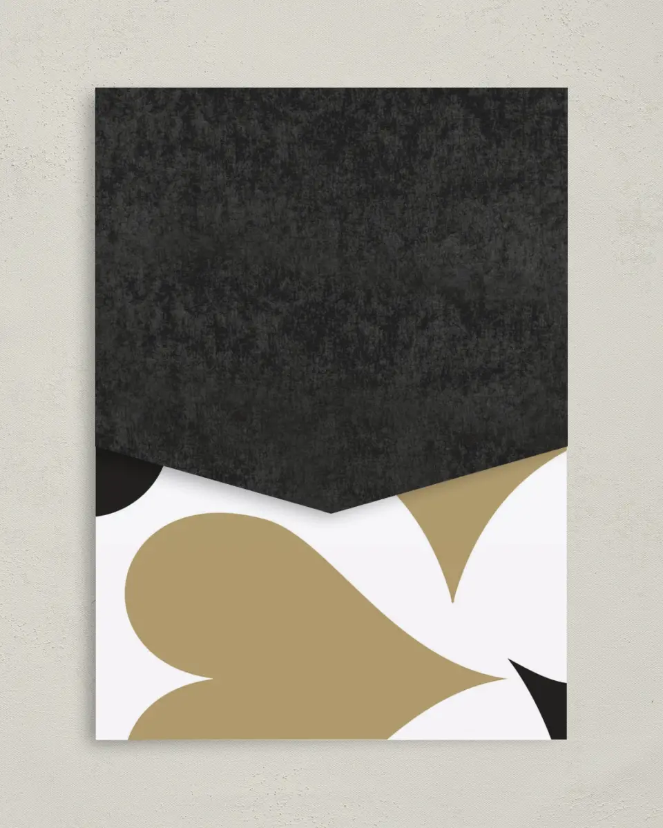 This is a 5¼" x 7¼" Folded Pocket Wedding Invitation called Vegas Luxe printed in full color on Premium Smooth paper