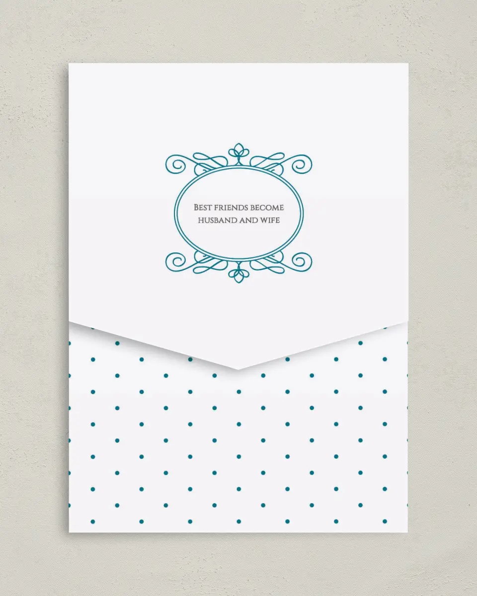 This is a 5¼" x 7¼" Folded Pocket Wedding Invitation called Simple Luxury printed in full color on Premium Smooth paper