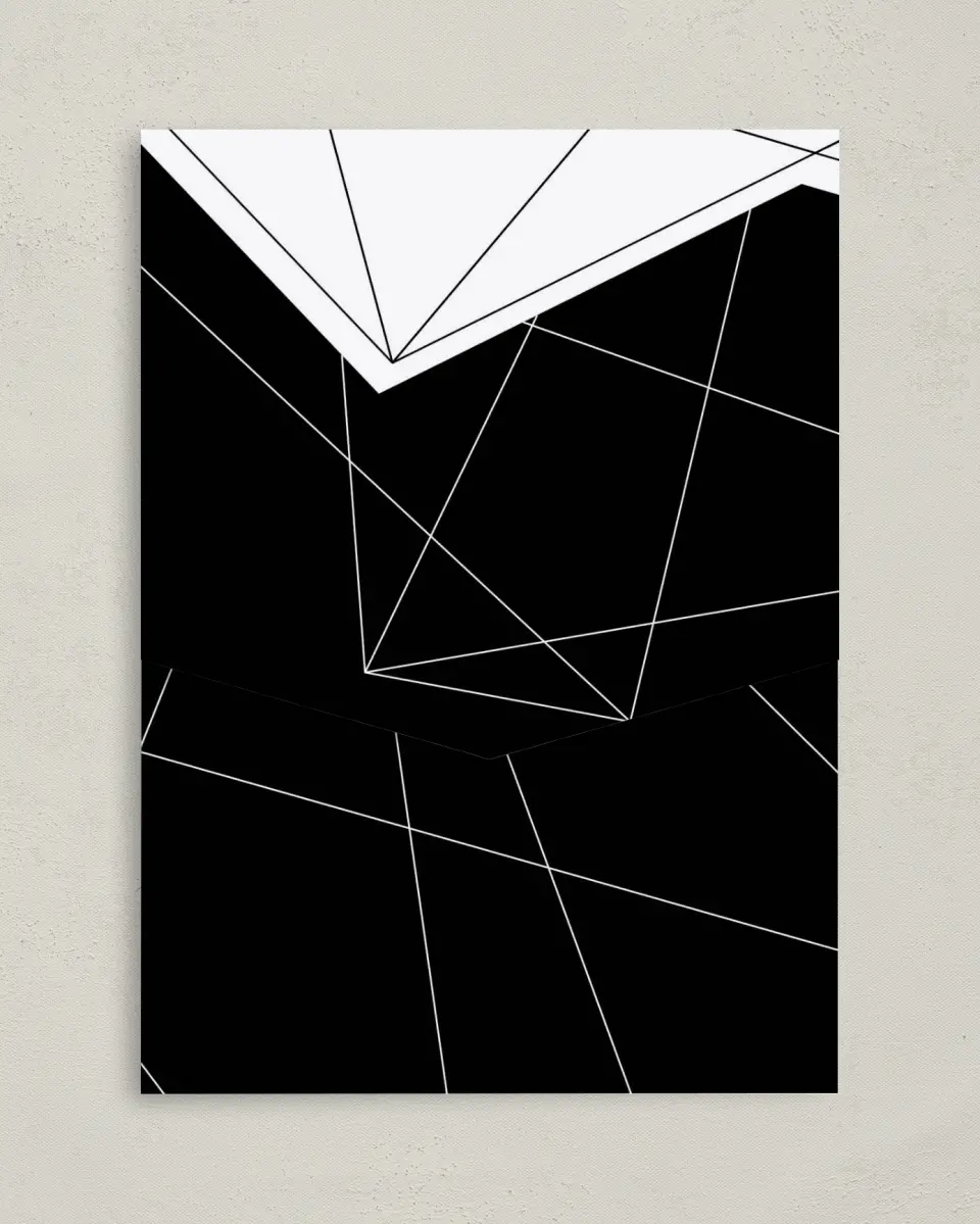 This is a 5¼" x 7¼" Folded Pocket Wedding Invitation called Upscale Vegas printed in full color on Premium Smooth paper