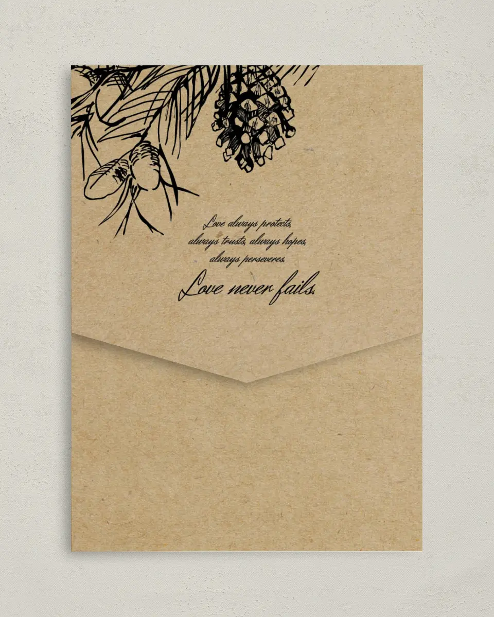This is a 5¼" x 7¼" Folded Pocket Wedding Invitation called Everlasting Love printed in full color on Premium Smooth paper
