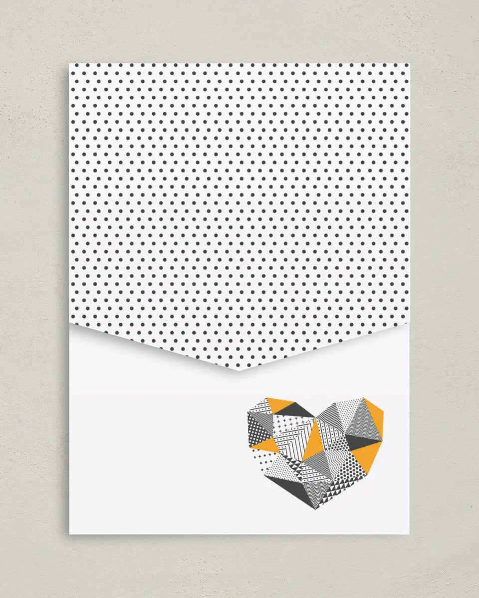 This is a 5¼" x 7¼" Folded Pocket Wedding Invitation called So Sharp! printed in full color on Premium Smooth paper