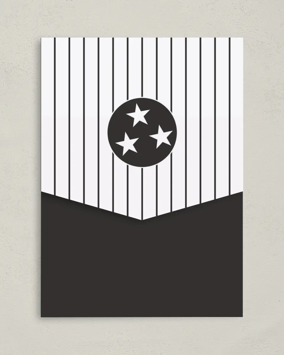 This is a 5¼" x 7¼" Folded Pocket Wedding Invitation called Nashville Tennessee State Outline printed in full color on Premium Smooth paper