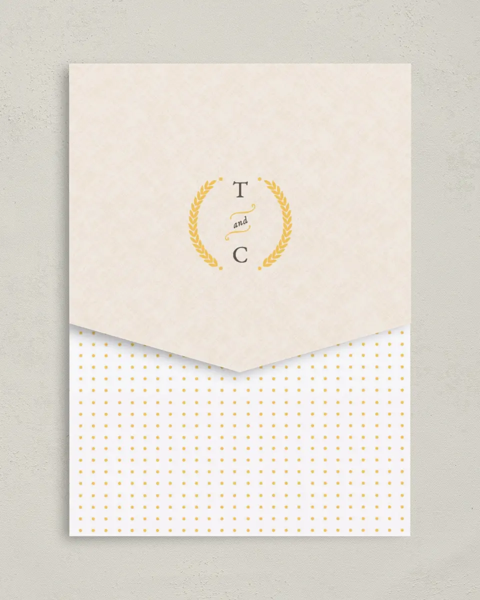 This is a 5¼" x 7¼" Folded Pocket Wedding Invitation called Nashville Barn printed in full color on Premium Smooth paper