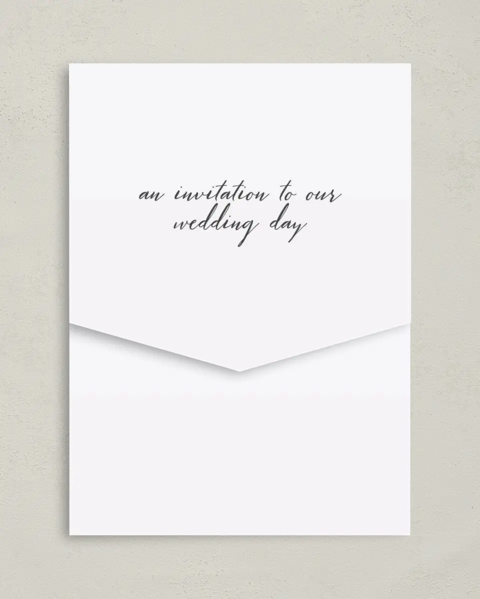 This is a 5¼" x 7¼" Folded Pocket Wedding Invitation called Enchanting Crown printed in full color on Premium Smooth paper