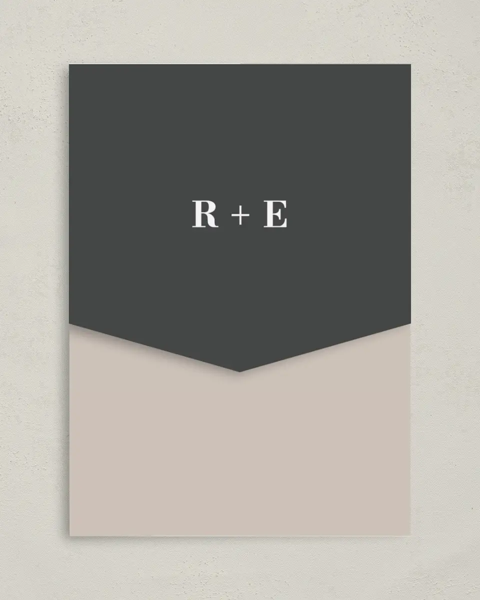 This is a 5¼" x 7¼" Folded Pocket Wedding Invitation called Merging Love printed in full color on Premium Smooth paper