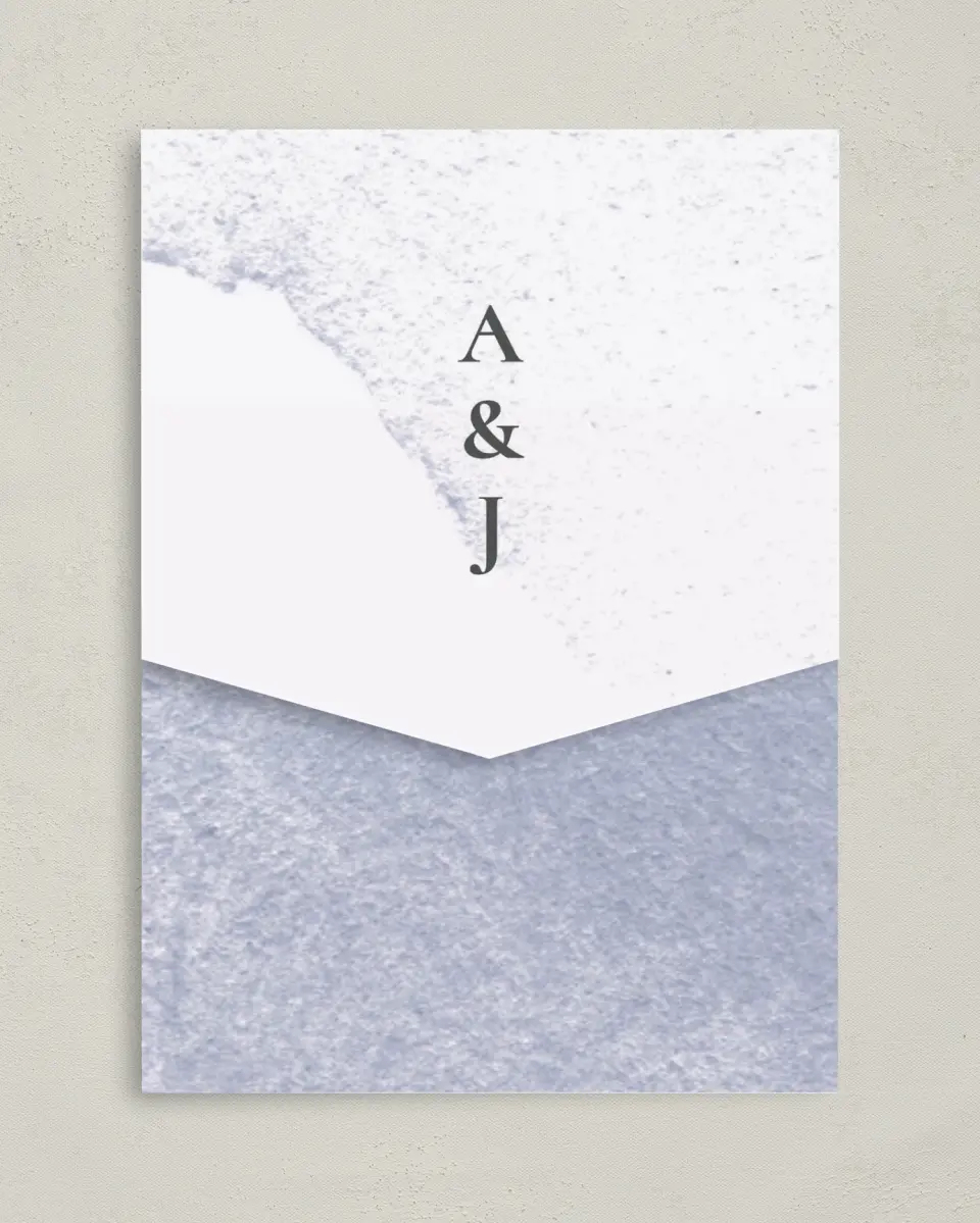 This is a 5¼" x 7¼" Folded Pocket Wedding Invitation called Stroke of Luck printed in full color on Premium Smooth paper