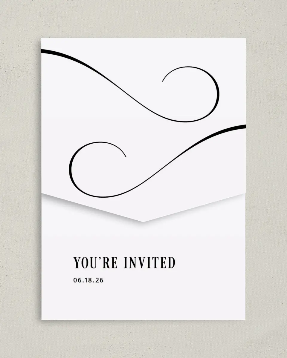This is a 5¼" x 7¼" Folded Pocket Wedding Invitation called Love Infinity printed in full color on Premium Smooth paper