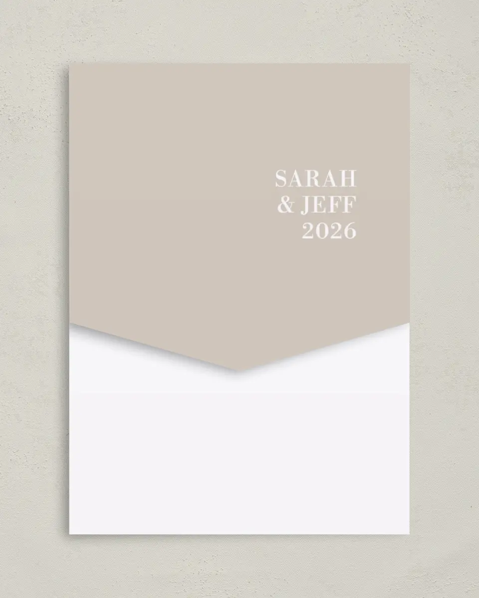 This is a 5¼" x 7¼" Folded Pocket Wedding Invitation called Antique Hydrangea printed in full color on Premium Smooth paper